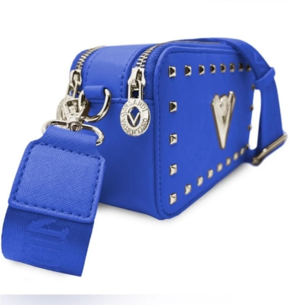 Valentino- NWT! Orlandi Blue Crossbody Bag w/ Guitar Strap- Vegan Leather - Picture 3 of 8